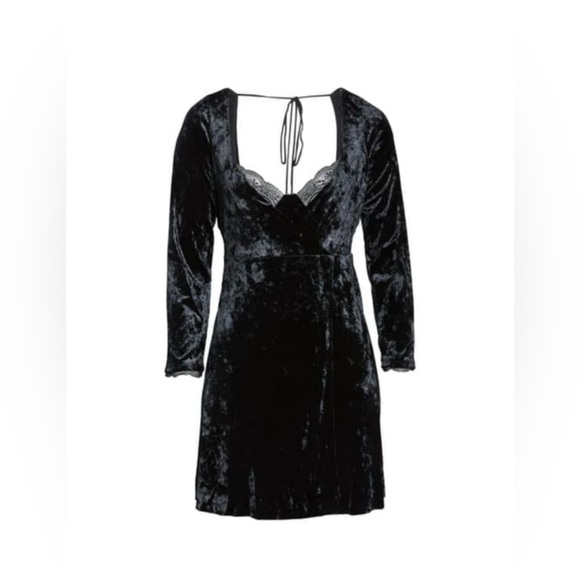 Free People - Kat Velvet Mini Faux Wrap Dress - Lace Paneling - NWT - XS - $128 - Picture 7 of 16